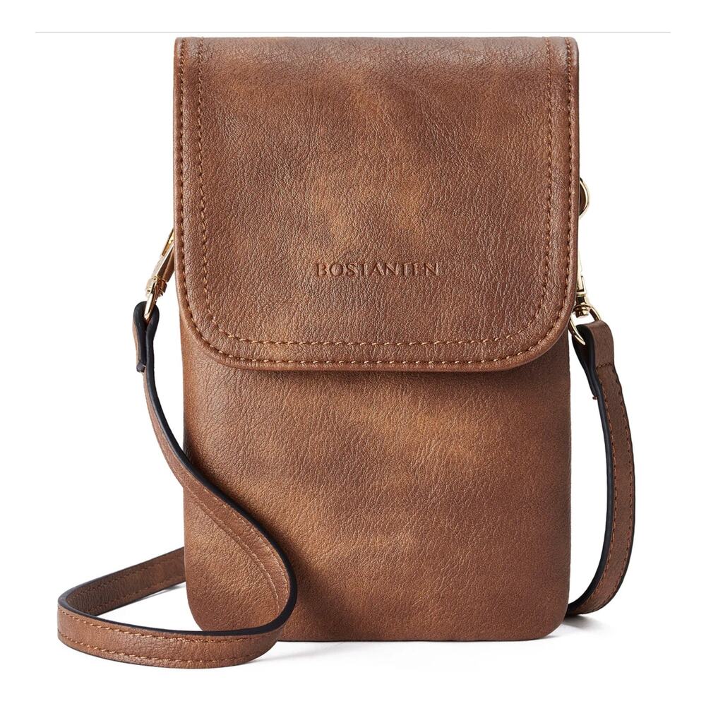 Bostanten Brown Evelyn Leather Crossbody Bag Wallet Crossbody Bag